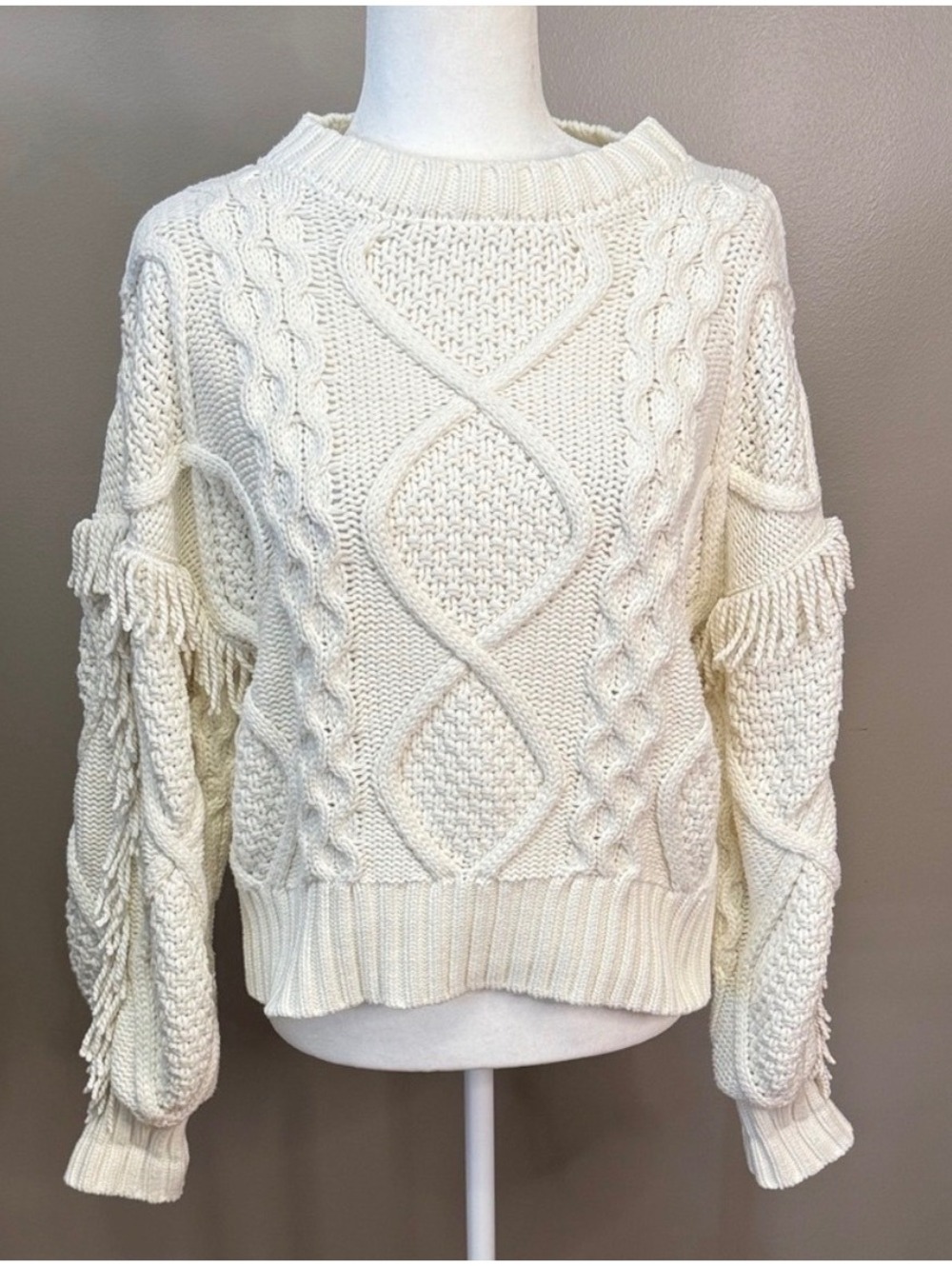 Line & Dot Ivory Cable Knit Sweater